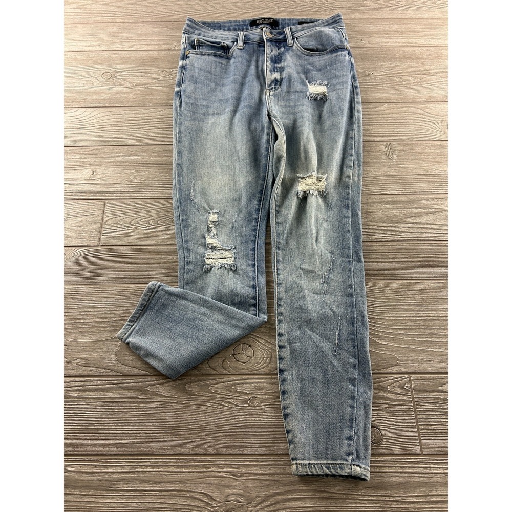 Judy Blue Women's Ankle Skinny Fit Jeans Size 7 / 28 Distressed Stretch Light